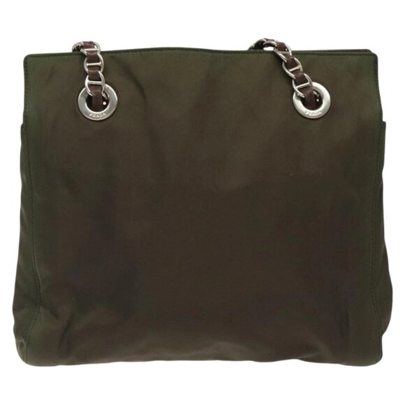 PRADA Chain Shoulder Bag Nylon Khaki Auth - Picture 13 of 16